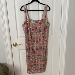 NWT CACHE Sequin Multi-Color Tank Dress - Sparkling Evening Dress LARGE